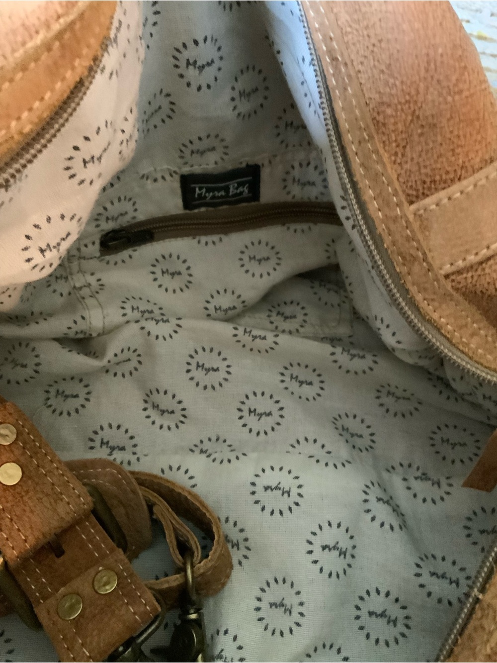 Myra NWOT Leather Duffel Bag - Classic Travel Weekender - Picture 5 of 16